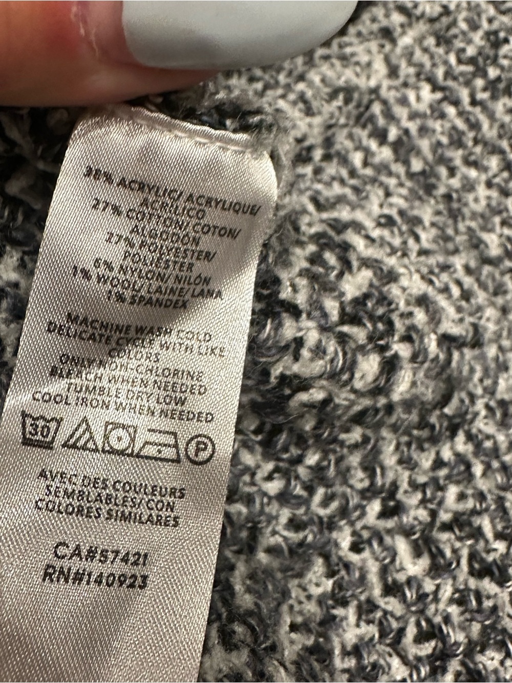 LOFT Navy  & White with Black trim Marled Knit Cardigan Sweater - Picture 5 of 5